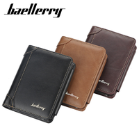 Dompet Pria Baellerry Multi-Slot Lipat Tiga dengan Resleting, Dompet Koin Tipis Modis