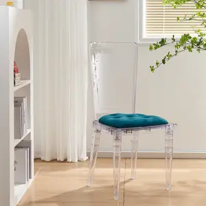 Akeup-Silla de comedor de lujo, taburete minimalista de acrílico transparente, color rojo Internet