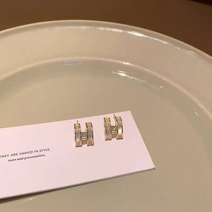 Pendientes de Moda con Letra H, Elegantes Pendientes de Cristal con Letra H en Plata S925 para Aniversario - Product Image 6