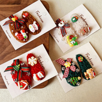 Fabrieksleverancier Kerst Kinder Haaraccessoires Pluche Schattige Kerstman Sneeuwpop Kerstboom Patroon Kinder Haarclips