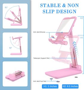 Universal <b>Foldable</b> Phone Stand Holder Adjustable Height Desktop Mobile Portable Plastic <b>Desk</b> Stand Support for All Phone - Product Image 3