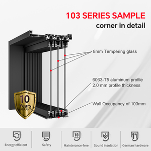Portes coulissantes intérieures en verre trempé DERCHI 8 mm, cadre noir en aluminium, fermeture douce, 4 panneaux, portes coulissantes en verre intérieures fines et étroites - Product Image 5