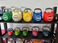 Kettlebells de compétition en PU poignées électrolytiques ergonomiques de haute qualité conception de fonte intégrale plusieurs poids de même taille