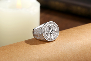 Anelli Regolabili con Croce Celtica di San Benedetto in Argento Sterling 925, Gioielli con Simbolo di Speranza e <span class=keywords><strong>Fede</strong></span> - Product Image 5