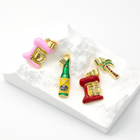 Breloques amusantes sur le thème du voyage : Tour Eiffel, machine à café, thé au lait, palmier, bouteille – Pendentifs DIY pour bracelet et collier