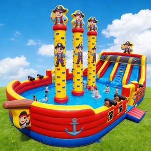 Château <span class=keywords><strong>gonflable</strong></span> pirate d'extérieur avec toboggan aquatique et piscine pour location commerciale - Product Image 5