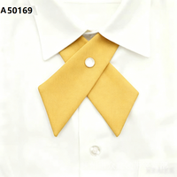 Corbata Plana Personalizada para Mujer en Azul Salvia y Amarillo, con Lazo, de Poliéster Ecológico OEKO-TEX, Proveedor de Corbatas para Uniformes de Oficina