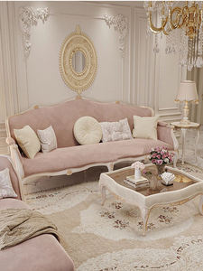 Sofá de lujo ligero francés de tres asientos Sofá de combinación de tela tallada de madera maciza Villa de lujo Sofá de lujo europeo - Product Image 2