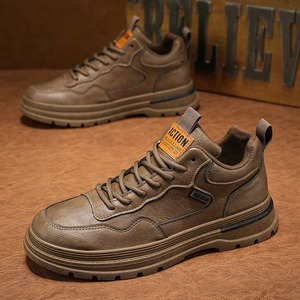Bottes de travail britanniques montantes pour hommes, style Joker, en cuir et coton, à lacets, décontractées, respirantes, confortables pour toutes les saisons - Product Image 3