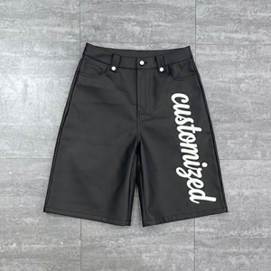 <span class=keywords><strong>Pantaloncini</strong></span> in Pelle da Uomo Personalizzati Guangzhou Shangshang, Stile <span class=keywords><strong>Streetwear</strong></span>, Lunghezza Sotto il Ginocchio, con Patch Ricamate e Borchie - Product Image 2