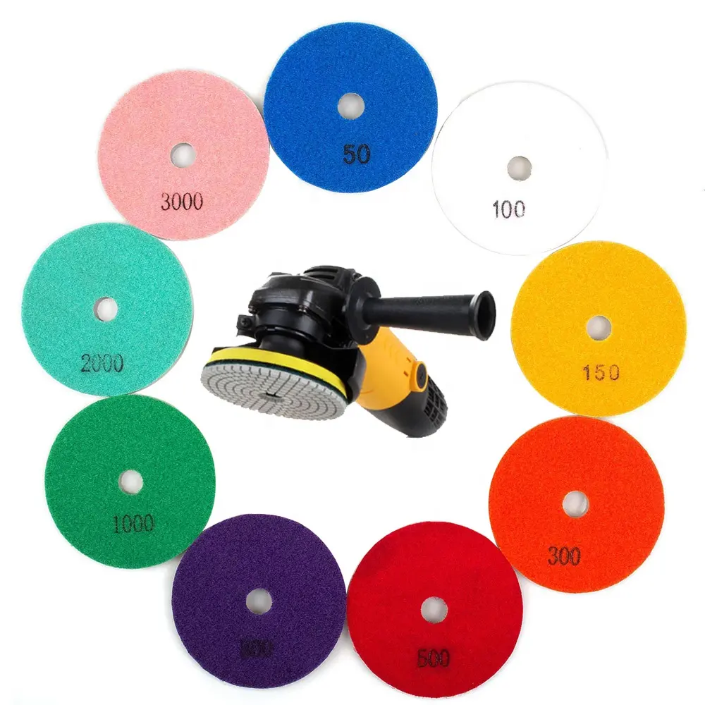 1Pcs 3"/4'' 50-3000 Diamond Polishing Pads Grinding Discs Round Shape for Granite Stone Concrete Marble Polish