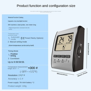 Thermomètre alimentaire en acier inoxydable pour four pour cuisine Barbecue utilisation affichage numérique compte à rebours IP65 évalué OEM personnalisable - Product Image 4