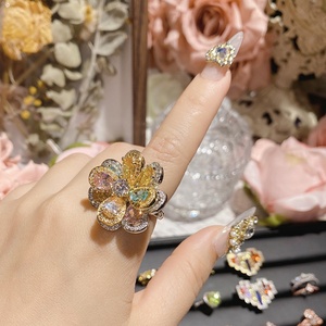 แหวนเงินแท้ S925 รุ่นใหม่ ประดับด้วยทัวร์มาลีนสีรุ้ง ดีไซน์หรูหรา ฝังเพชรระยิบระยับ แหวนแบบเปิดปรับขนาดได้ - Product Image 3