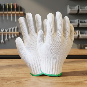 Gant de travail de sécurité industriel blanc, résistant aux coupures, antidérapant, en tissu texturé, 450g/douzaine, 7 Gauge TC, OMET Safety - Product Image 1