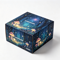 Boîte d'emballage imprimée scène forêt fantastique pastel doux, taille personnalisée, avec doublure intérieure anti-graisse pour miel, confiture, ou coffret cadeau floral