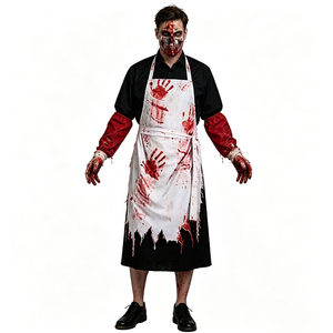 Costume da Macellaio Insanguinato per Uomo, Outfit per Festa di Halloween, Grembiule Strappato con Impronta di Sangue, Completo per Cosplay - Product Image 1