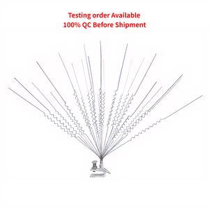 Disponible: Púas antipájaros de acero galvanizado con resorte y base en U, de fácil instalación para graneros, establos y granjas. - Product Image 1