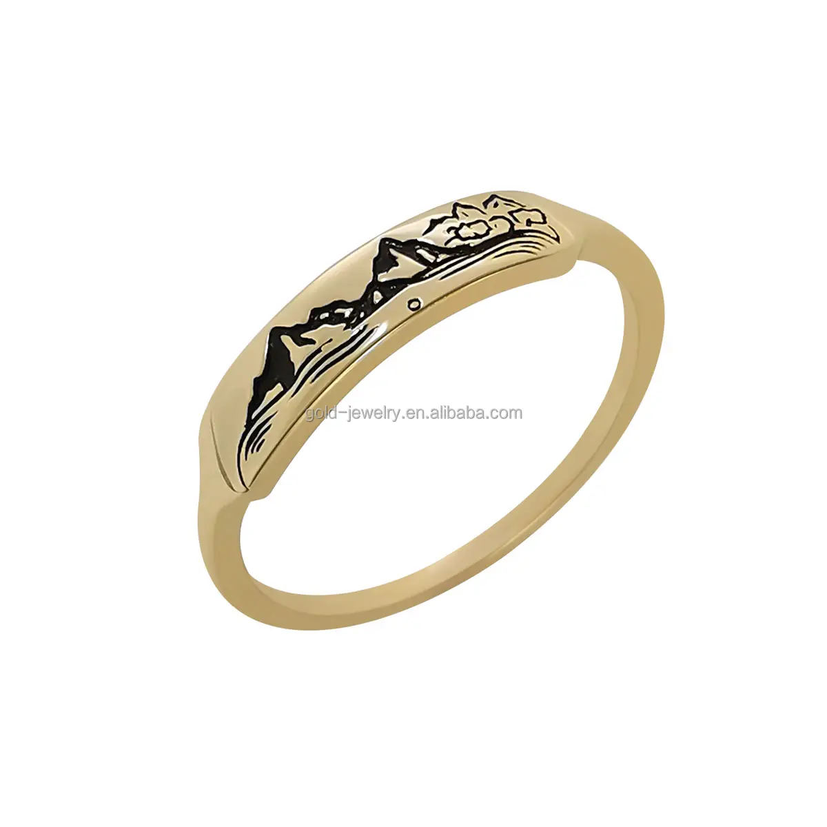 Custom Ring AU585 14K Real Geel Goud Persoonlijkheid Gegraveerd Finger Ring Groothandel Vrouwen Sieraden Gift Goede Kwaliteit