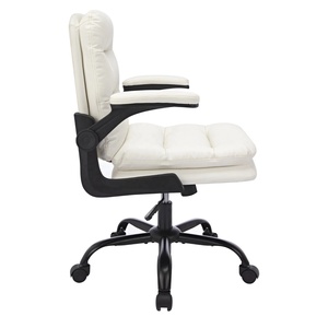 Chaise <span class=keywords><strong>de</strong></span> <span class=keywords><strong>bureau</strong></span> ergonomique blanche pivotante avec base en métal, accoudoirs et repose-pieds, chaise <span class=keywords><strong>de</strong></span> patron pour <span class=keywords><strong>bureau</strong></span> et salon - Product Image 3
