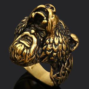 Assurance commerciale en acier inoxydable Viking Vintage Thor marteau anneau nordique tête de loup pendentif religieux hommes accessoire fabriqué en alliage - Product Image 2