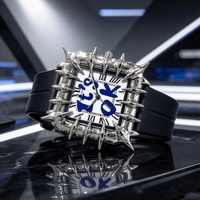 Montre à Quartz Analogique en Alliage Style Gothique Y2K Rétro avec Design Griffe de Luxe en Albâtre pour Hommes/Femmes Tendance Européenne et Américaine