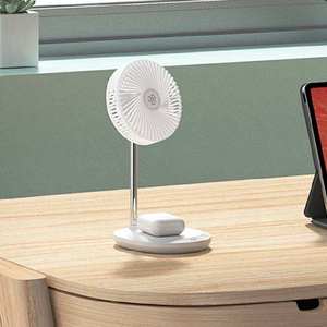 Chargeur de téléphone sans fil 2-en-1 et mini ventilateur de table USB rechargeable, directement de l'usine, pour la charge de téléphone - Product Image 6