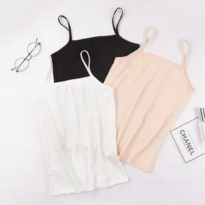 숙녀 섹시한 캐미솔 여름 자른 탑 민소매 Bralette 스키니 칼라 솔리드 컬러 패딩 탱크 탑 셔츠