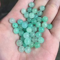 Vente en gros de perles rondes en jade vert jadeite birman du Myanmar de 7 mm, de couleur bleu eau, pour la fabrication de bijoux