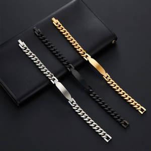 Anti Tarnished 316L Stainless Steel Fashion <b>Bracelet</b> & Bangle <b>Engravable</b> Blanks Custom Name Cuban <b>Bracelet</b> With Logo for <b>Men</b> - Product Image 2