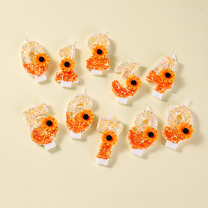 Velas de Cumpleaños con Forma de Crisantemo Naranja Creativas para Fiestas con Temática Otoñal, Velas Decorativas para Pasteles Insertables sin Humo - Product Image 2