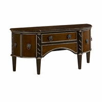 Console de luxe moderne de 71 pouces en noyer, style demi-lune, avec détails sculptés à la main, pour projets de villas, hôtels et couloirs