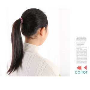 เครื่องประดับผมทำมือ DIY/ยางรัดผมหนัง (ด้ายสามสีในเส้นเดียว ยืดหยุ่นสูง สีดำและหลากสี) - สไตล์เกาหลี - Product Image 4
