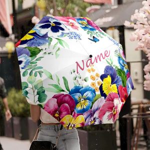 1 Pieza, Sin Pedido Mínimo, Paraguas Plegable Personalizado con Nombre de Flor de Pansy, Regalo Floral Personalizado, Paraguas con Impresión UV Personalizada - Product Image 3