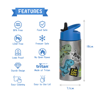 Toursun Anti-Fuite Double Paroi Isolé Sous Vide En Acier Inoxydable Enfants Voyage Bouteille D'eau Sipper Paille Couvercle Fiole À Vide