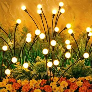 6/8/10/16 Recommend Led Solar Powered Wind-Powered Swaying Firefly <b>Lamp</b> Landscape Garden Outdoor Rgb Firework Solar Garden Light - Product Image 1