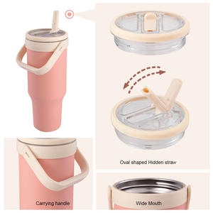 <span class=keywords><strong>Mug</strong></span> de voyage <span class=keywords><strong>isotherme</strong></span> 40 oz tendance, compatible porte-gobelets, en acier inoxydable 304, isolé sous vide, anti-fuite, avec poignée et couvercle - Product Image 4