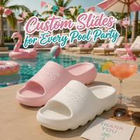 Claquettes compensées en EVA avec logo personnalisé, vente en gros pour hôtels, fêtes à la piscine, stations balnéaires, événements de marque, cadeaux promotionnels d'entreprise