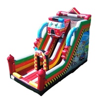 Toboggan aquatique gonflable double piste pour plongée ludique, thème Surf Time, en PVC de qualité commerciale pour extérieur, motif voiture de dessin animé, toboggan gonflable rebondissant, À VENDRE