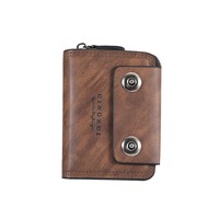 Nouveau portefeuille court pour homme, ample, à double boucle, grande capacité, multifonctionnel, pour permis de conduire et cartes de loisirs