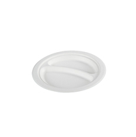 Assiette en papier compostable à 2 compartiments de 9 pouces, biodégradable, en bagasse de canne à sucre, assiette à salade divisée jetable