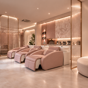 Modern Stylish Custom salon nail Showcase <b>LED</b> <b>Lighting</b> Eco-Friendly Heavy Duty Customized Wooden Beauty Display Rack Barber - Product Image 5