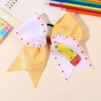 En gros, Nœuds pour le coiffage en ruban gros-grain de 7 pouces, motif crayon et pomme, pour la rentrée scolaire, pour filles