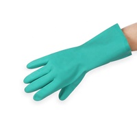 Gants industriels Guante De Nitrile Gants en nitrile vert résistants aux produits chimiques doublés de troupeau