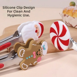 Pinces de cuisine en silicone pour Noël, pinces de cuisine en acier inoxydable, pinces à barbecue en silicone résistantes à la chaleur, pince à pain et viande 7 pouces - Product Image 5