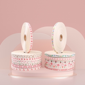 Pita katun cetakan pohon Natal bundel dekoratif pita kotak hadiah untuk DIY kemasan hadiah bunga Paskah - Product Image 1