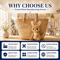 Porte-clés en peluche personnalisé, jouet en peluche kangourou, porte-clés doux en forme d'animal en peluche pour sac à dos, cadeau, vente en gros