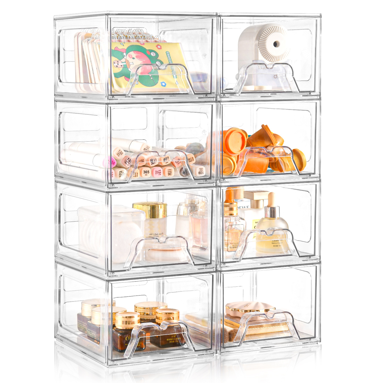 Transparent pack of eight