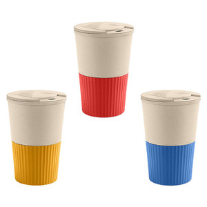 Wheat <b>Straw</b> Coffee <b>Cup</b> <b>With</b> Lid 300Ml Portable Reusable Mug For Hot <b>Cold</b> Drinks Travel Office Home Use Solid Color - Product Image 5