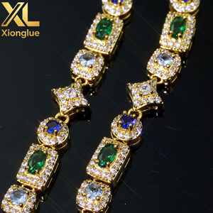 New 6mm <b>Iced</b> <b>Out</b> Diamond Star <b>Chain</b> Bracelet Colorful Geometric Zircon Brass Hip Hop Fine Jewelry - Product Image 6