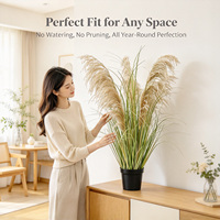 Herbe de roseau artificielle marron récoltée en automne, 90 cm, plante de pampa séchée artificielle en pot pour la décoration de la ferme, du porche et de l'entrée en saison automnale